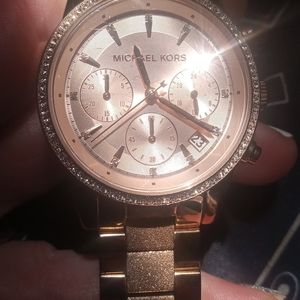 Michael Kors women's Ritz Chronograph Gold-tone Stainless Steel Watch